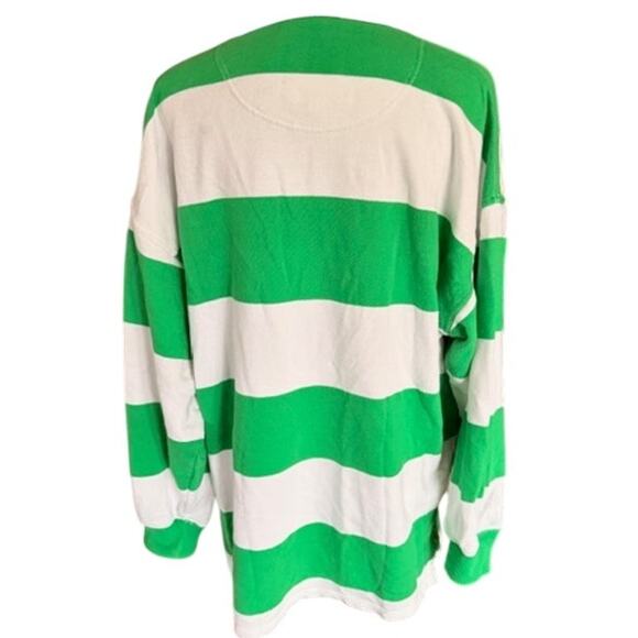 Aerie Oversized Rugby Green and White Stripe Pullover Women’s M - Picture 4 of 6